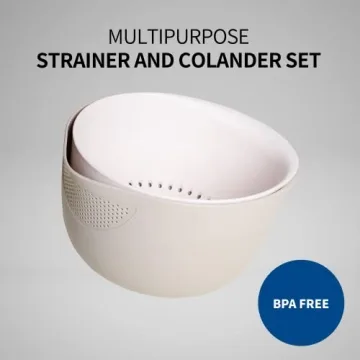 BLUE GINKGO Rice Strainer Colander Set BPA Free Kitchen Essential