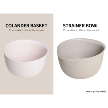 BLUE GINKGO Rice Strainer Colander Set BPA Free Kitchen Essential