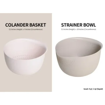 BLUE GINKGO Rice Strainer Colander Set BPA Free Kitchen Essential