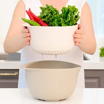 BLUE GINKGO Rice Strainer Colander Set BPA Free Kitchen Essential