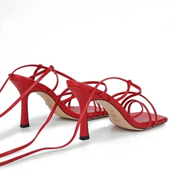 ISNOM Red Heels Chic Strappy Women’s Stiletto Heels
