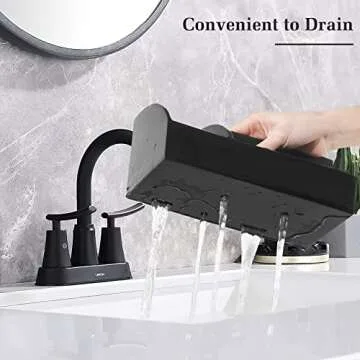 Luxspire Bathroom Counter Organizer, Toothbrush Holder for Bathroom 5 Slot, Large Bathroom Countertop Organizer Storage Marble Bathroom Accessories for Toothbrush Toothpaste, Matte Black