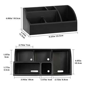 Luxspire Bathroom Counter Organizer, Toothbrush Holder for Bathroom 5 Slot, Large Bathroom Countertop Organizer Storage Marble Bathroom Accessories for Toothbrush Toothpaste, Matte Black