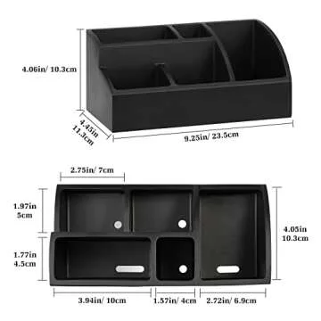 Luxspire Bathroom Counter Organizer, Toothbrush Holder for Bathroom 5 Slot, Large Bathroom Countertop Organizer Storage Marble Bathroom Accessories for Toothbrush Toothpaste, Matte Black