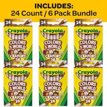 Crayola Bulk Crayon Set, Colors of The World, Multicultural Crayons, School Supplies, 6 Sets of 24 C...