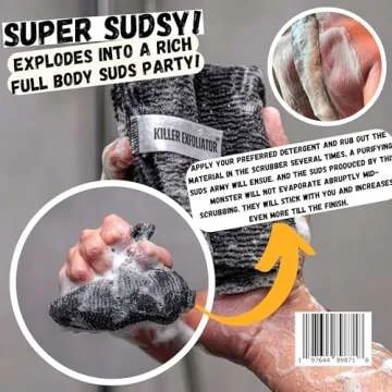 Extra Rough Exfoliating Washcloth-Extreme Body & Back Scrubber for Shower, Extra Long, Hygienic Rough Exfoliator, Men & Women, 2 Count Pack, Black & Grey, Killer Exfoliator