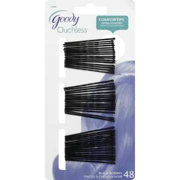 Goody Slideproof Women's Bobby Pin - 48 Count, Crimpled Black - 2 Inch Pain-Free Pins to Style and S...