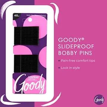 Goody Slideproof Women's Bobby Pin - 48 Count, Crimpled Black - 2 Inch Pain-Free Pins to Style and Secure All Hair Types