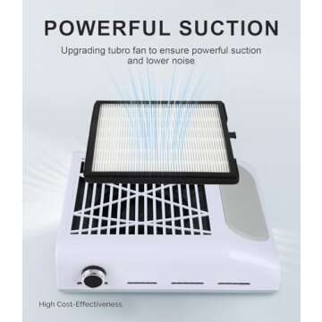 CoFashion Nail Dust Collector Vacuum 80W Adjustable Suction for Salon & Home Manicure