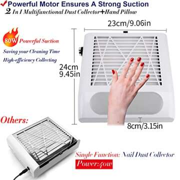 CoFashion 80W Nail Dust Collector Vacuum for Salons and Home Use