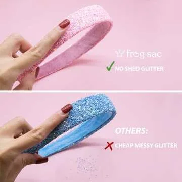 FROG SAC Hairband, Iridescent Glitter Headband for Girls, 13 inch Headband with Non-Slip Lining, Sparkly Hair Accessory for Kids, Cute Little Girl Hairband, Pink, Single Pack