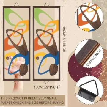 CroBlissful 2 Pcs Mid Century Wall Art Mid Century Modern Decor Elegance Wall Accents Wood Abstract ...