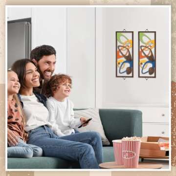 CroBlissful 2 Pcs Mid Century Wall Art Mid Century Modern Decor Elegance Wall Accents Wood Abstract Decor Geometric Panels for Interior Panel Wood Art for Home Living Room