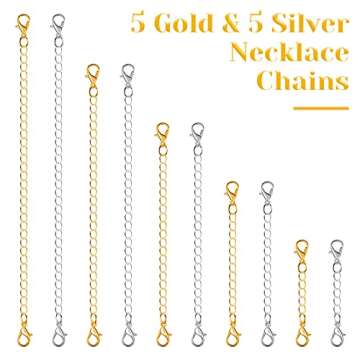 Chain Extenders for Necklaces, Anezus 10pcs Jewelry Extenders for Necklaces, Stainless Steel Chain E...