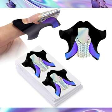 100pcs Nail Form Sticky Nail Forms for Builder Gel Reusable Sturdy Nail Extension Forms Nail Forms for Acrylic Nails Builder Gel Nail Forms, Self-Adhesive Paper Nail Forms Molds Builder NTF050-100pc