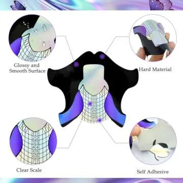 100pcs Nail Form Sticky Nail Forms for Builder Gel Reusable Sturdy Nail Extension Forms Nail Forms for Acrylic Nails Builder Gel Nail Forms, Self-Adhesive Paper Nail Forms Molds Builder NTF050-100pc