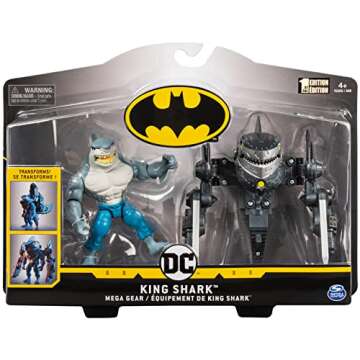 BATMAN, 4-Inch King Shark Mega Gear Deluxe Action Figure with Transforming Armor