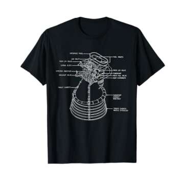 Apollo Saturn V F-1 Space Rocket Engine Blueprint Tee T-Shirt
