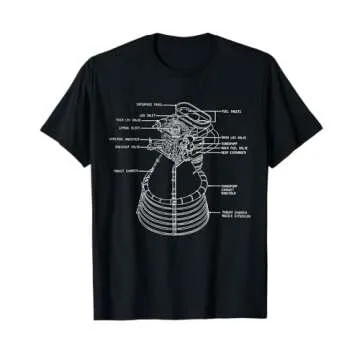 Apollo Saturn V F-1 Space Rocket Engine Blueprint Tee T-Shirt