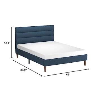 ZINUS Upholstered Platform Bed Frame - Modern Navy Design with Easy Assembly for Queen Size