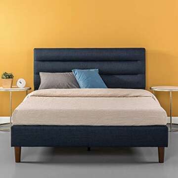 ZINUS Upholstered Platform Bed Frame - Easy Assembly, Queen, Navy