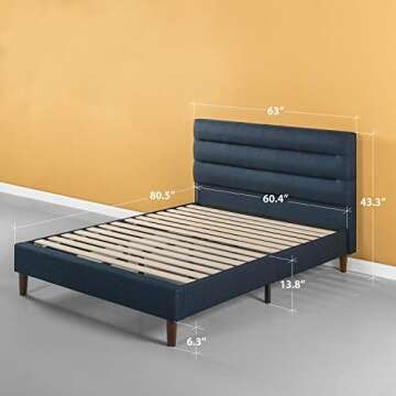 ZINUS Upholstered Platform Bed Frame - Easy Assembly, Queen, Navy