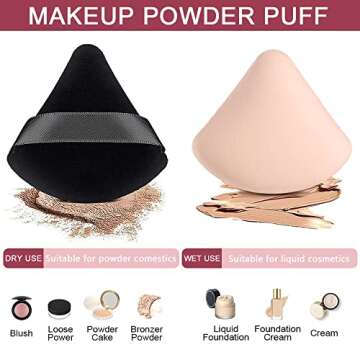 Triangle Powder Puff, 3pcs Velvet Black+3pcs Beauty Blender Makeup Sponge for Face Foundation, Trian...