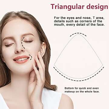 Triangle Powder Puff, 3pcs Velvet Black+3pcs Beauty Blender Makeup Sponge for Face Foundation, Triangle Design Exquisite Makeup Nose Eyes Contouring Soft Makeup Puff Set (3power puff+3blender sponge)