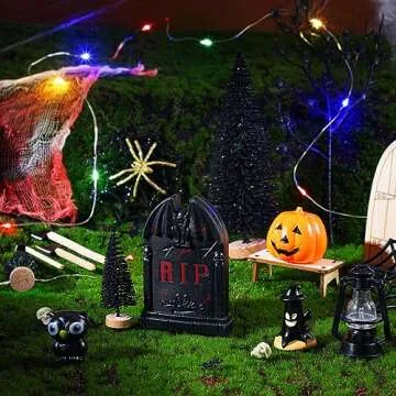 Libima Halloween Village Scene Miniatures – Spooky 30 Pcs Set
