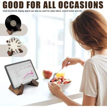 PUERSI Rustic Wooden Cookbook Stand for Kitchen