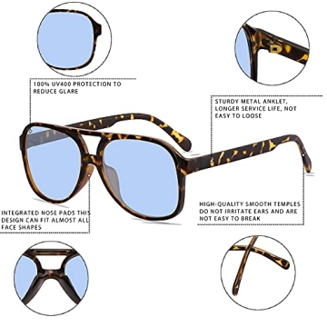 YDAOWKN Retro Aviator Sunglasses UV400 Protection 70s Style