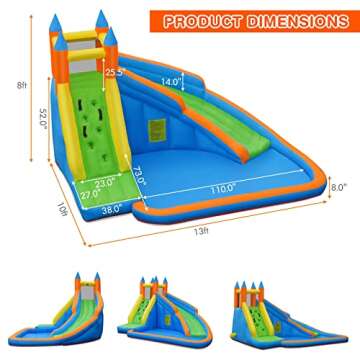 Costzon Inflatable Water Slide, Giant Bouncy Waterslide Park for Kids Backyard Outdoor Fun w/ 950w B...