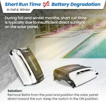 Betta SE Solar Powered Automatic Robotic Pool Surface Skimmer Cleaner with 30-Hour Continuous Cleaning Battery Power and Re-Engineered Twin Salt Chlorine Tolerant Motors (White)