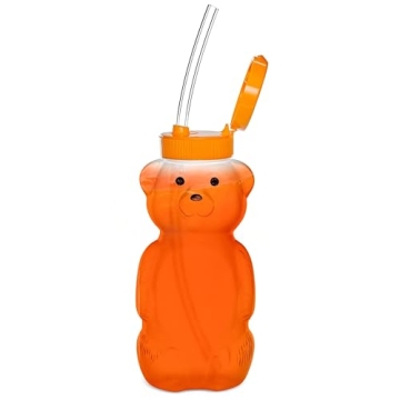 Special Supplies Honey Bear Straw Cup Long Straws, Squeezable Therapy and Special Needs Assistive Dr...
