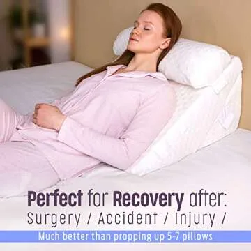 Flexicomfort Bed Wedge Pillow for Sleeping – Adjustable Post-Surgery Comfort Pillow (7-in-1) – Memory Foam Incline, Leg Elevation, and Head Support – Large 24-Inch with Washable Cover