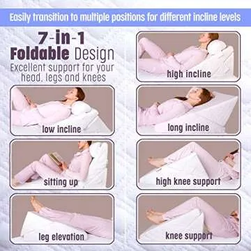 Flexicomfort Bed Wedge Pillow for Sleeping – Adjustable Post-Surgery Comfort Pillow (7-in-1) – Memory Foam Incline, Leg Elevation, and Head Support – Large 24-Inch with Washable Cover