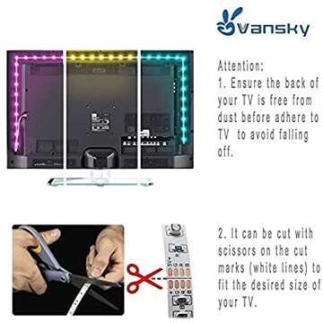 Vansky TV Backlight Kit Bias Lighting for TV,LED Strip Lights USB Powered LED Light Strip RF Remote 30-55 inch TV,Desktop PC - Reduce Eye Strain Increase Image Clarity
