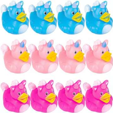Colorful Unicorn Rubber Duckies - 12 Pack for Fun Bath Time & Parties