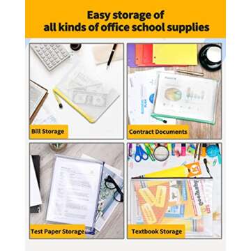 SUNEE Multisize Plastic Zipper Pouches (6 Colors, 18 Packs), Water-Resistant Zip Bag for School Office Supplies, Puzzles & Games Organizing Storage