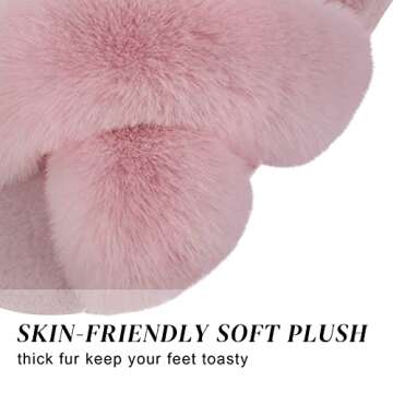 Cozy Parlovable Women's Cross Band Slippers - Fuzzy Plush Comfort 9-10