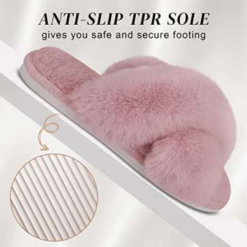 Parlovable Women's Cozy Cross Band Slippers in Pink