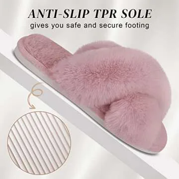 Parlovable Women's Cozy Cross Band Slippers in Pink