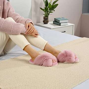 Parlovable Women's Cozy Cross Band Slippers in Pink