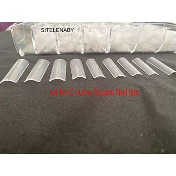 No C Curve XXL Square Nail Tips-Clear Acrylic Nails Square Shape Nail Tips SITELENABY 500 pcs Flatte...