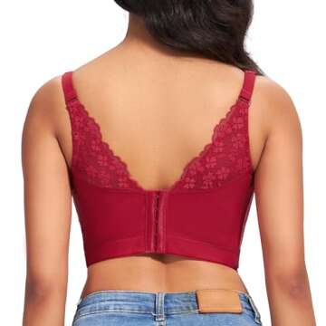 FallSweet Push Up Bras for Women Corset Top Bustier Padded Underwire Bra Add One Cup,Red-lace,34C