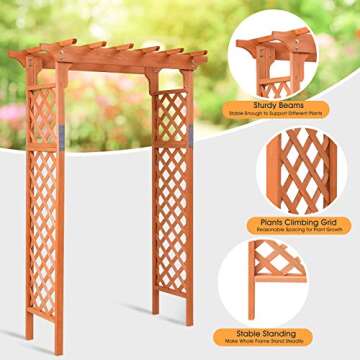 Giantex 88inch Wood Garden Arbor for Wedding and Garden