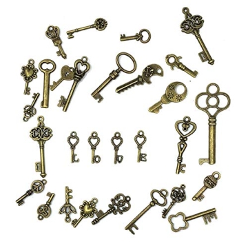 125 PCS Vintage Skeleton Key Charms for DIY Jewelry