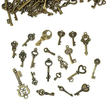 125 PCS Vintage Skeleton Key Charms for DIY Jewelry