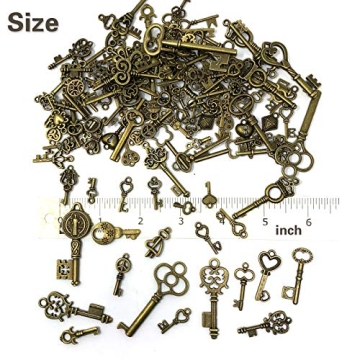 125 PCS Vintage Skeleton Key Charms for DIY Jewelry