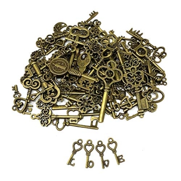 125 PCS Vintage Skeleton Key Charms for DIY Jewelry